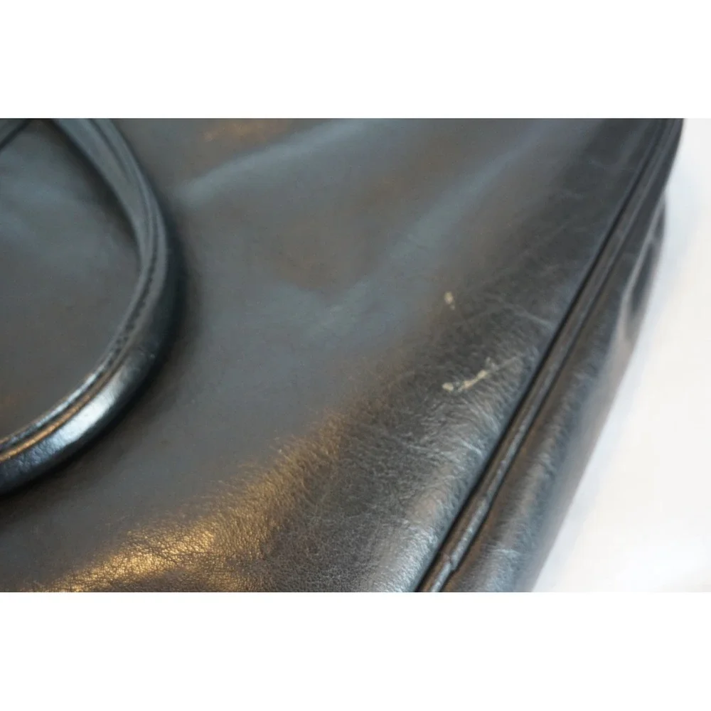 Mercury Luggage Seward Trunk Black Faux Leather Briefcase Attache Bag 8113